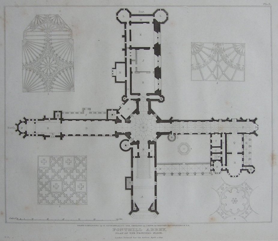 Print - Pl.01. Fonthill Abey,  Plan of the Principal Floor - Roffe
